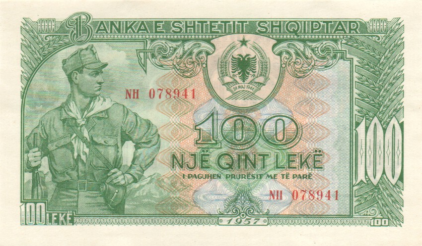 Albania, 100 Leke, 1957.