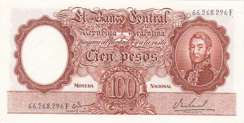 Argentina, 100 Pesos, 1967.