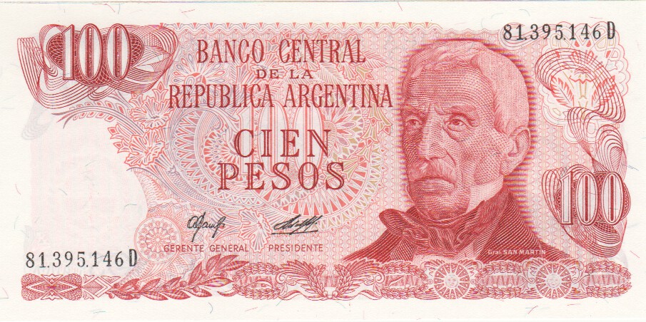Argentina, 100 Pesos, 1976.