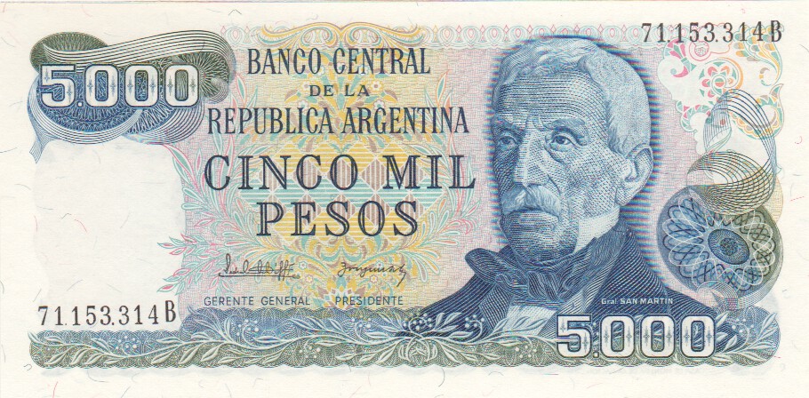 Argentina, 5000 Pesos, 1983.