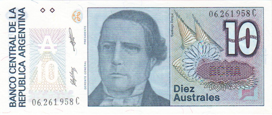 Argentina, 10 Australes, 1986.