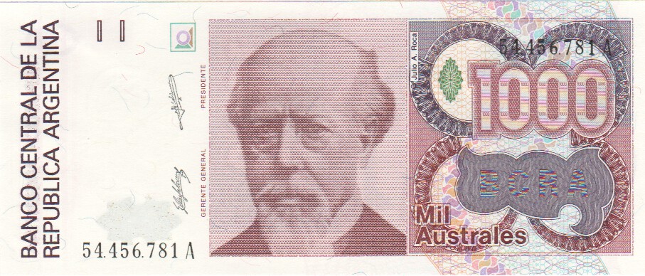 Argentina, 1000 Australes, 1988.