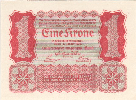 Austria, 1 Krone, 1922.