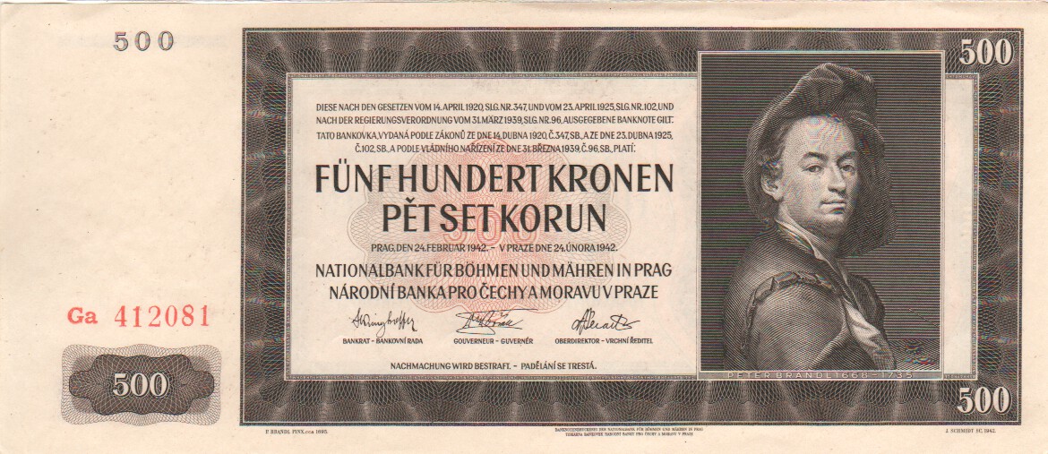 Bohemia & Moravia, 500 Korun, 1942.