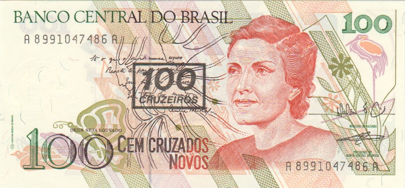 Brazil, 100 Cruzeiros, 1990.