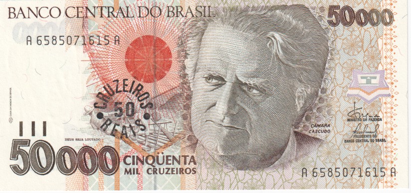 Brazil, 50 Cruzeiros Reais, 1993.