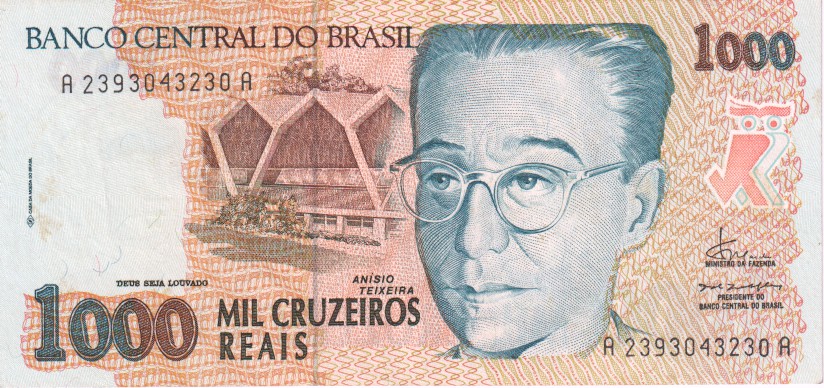 Brazil, 1000 Cruzeiros Reais, 1993.