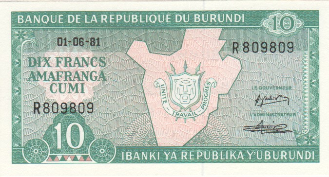 Burundi, 10 Francs, 2005