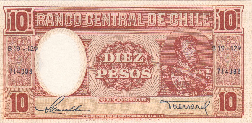 Chile, 10 Pesos, 1958