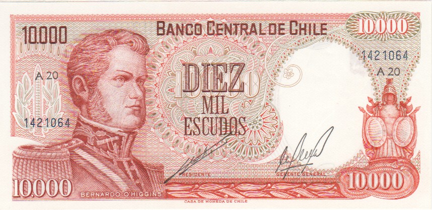 Chile, 10,000 Pesos, 1975