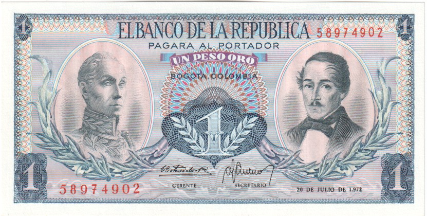 Colombia, 1 Peso, 1966