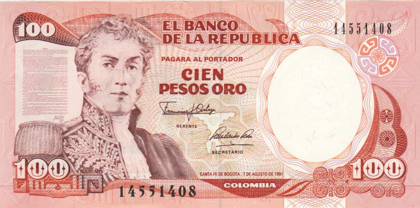 Colombia, 100 Pesos, 1991