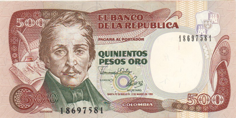 Colombia, 500 Pesos, 1992
