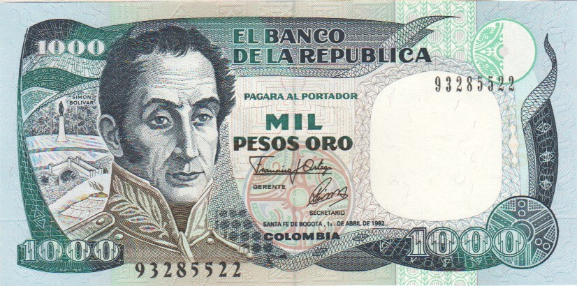 Colombia, 1000 Pesos, 1992
