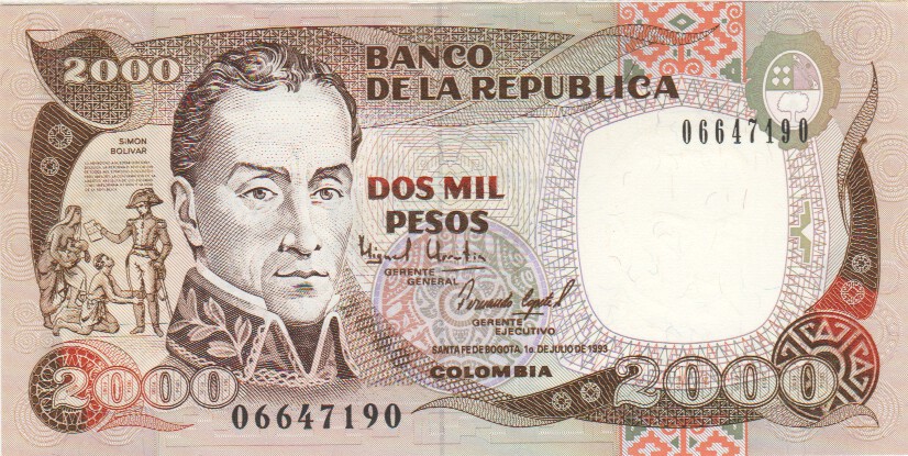 Colombia, 2000 Pesos, 1993