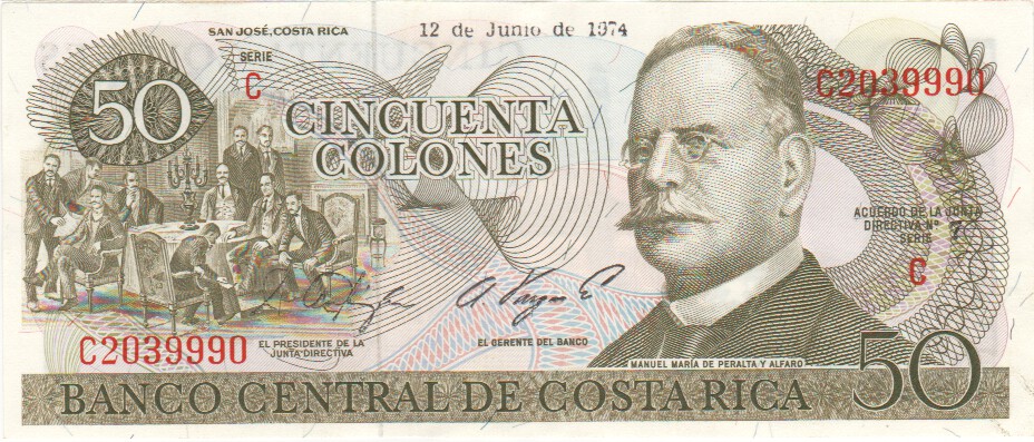 Costa Rica, 50 Colones, 1974