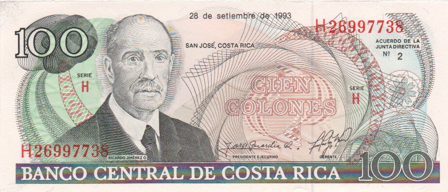 Costa Rica, 100 Colones, 1993