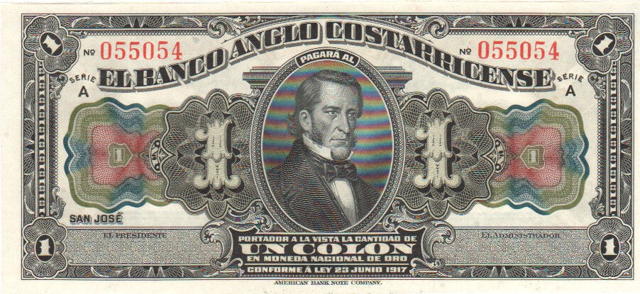 Costa Rica, 1 Colon, 1917