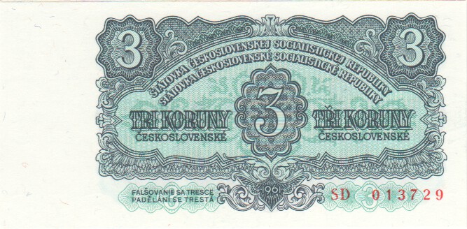 Czechoslovakia, 3 Koruny, 1961