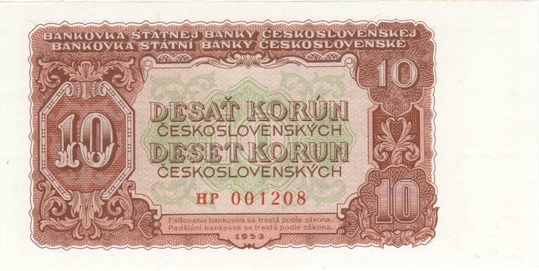 Czechoslovakia, 10 Korun, 1953