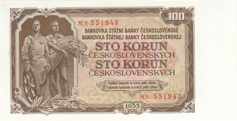 Czechoslovakia, 100 Korun, 1953