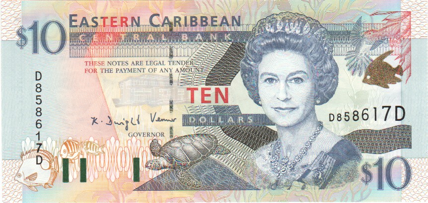 East Caribbean, 10 Dollars, 2000