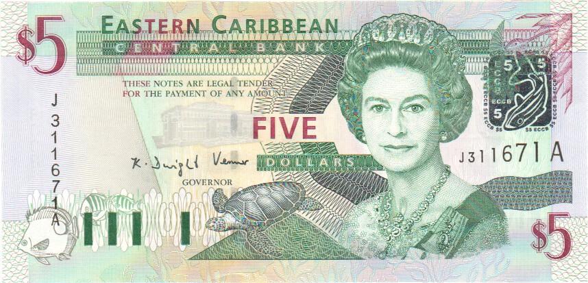 East Caribbean, 5 Dollars, 2003