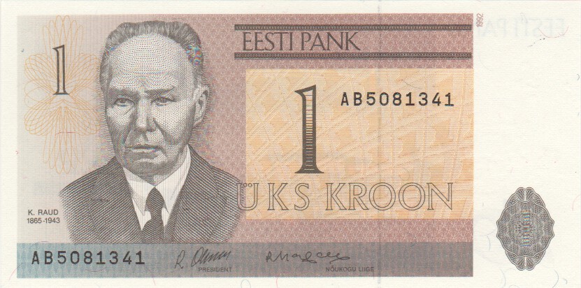 Estonia, 1 Kroon, 1992