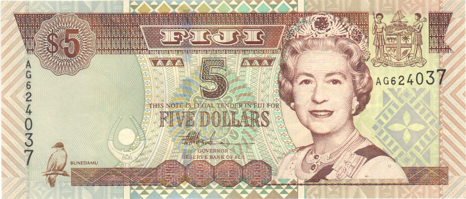 Fiji, 5 Dollars, 2002