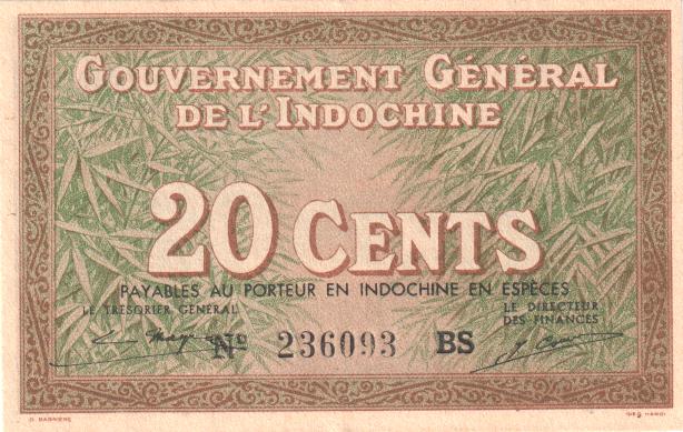 French Indochina, 20 Cents, 1939