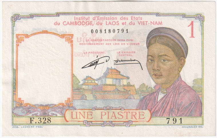 French Indochina, 1 Piastre, 1953