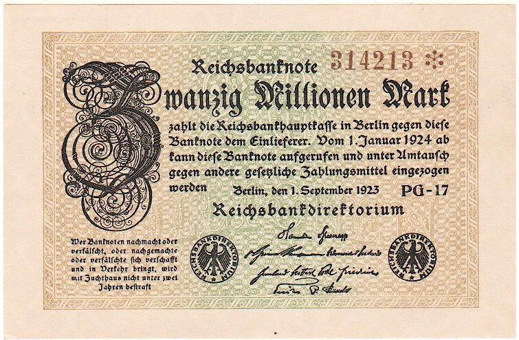 Germany, 20 Million Mark, 1923