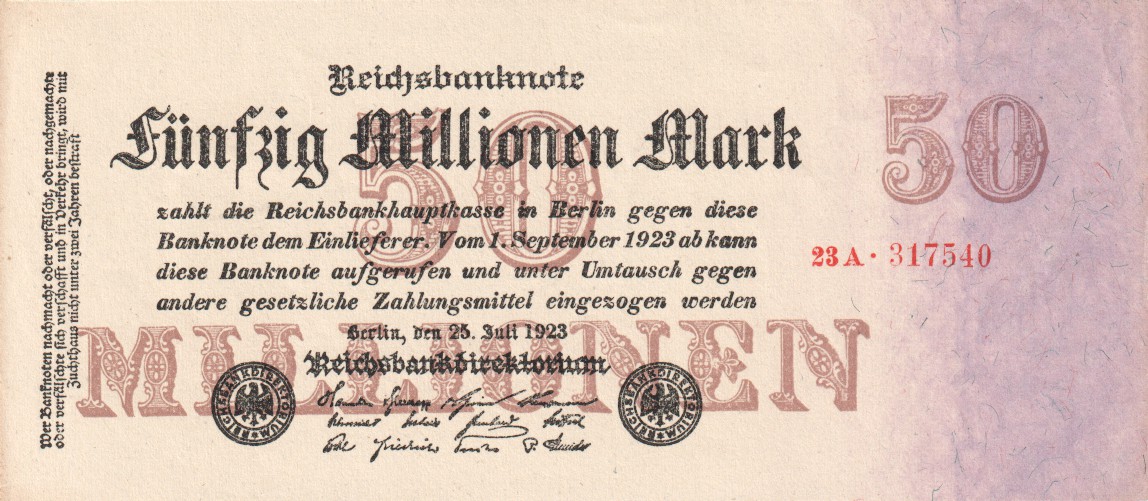 Germany, 50 Million Mark, 1923