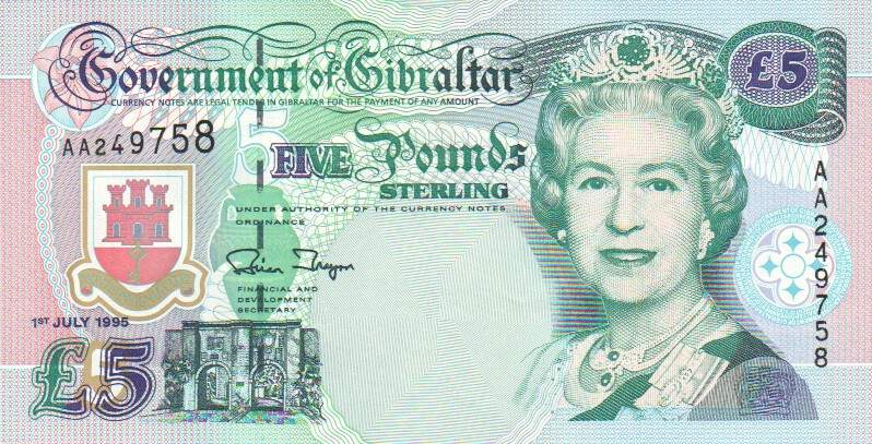 Gibraltar, 5 Pounds, 1995