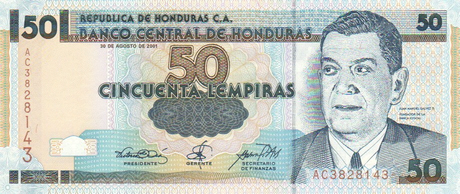 Honduras, 50 Lempiras, 2001