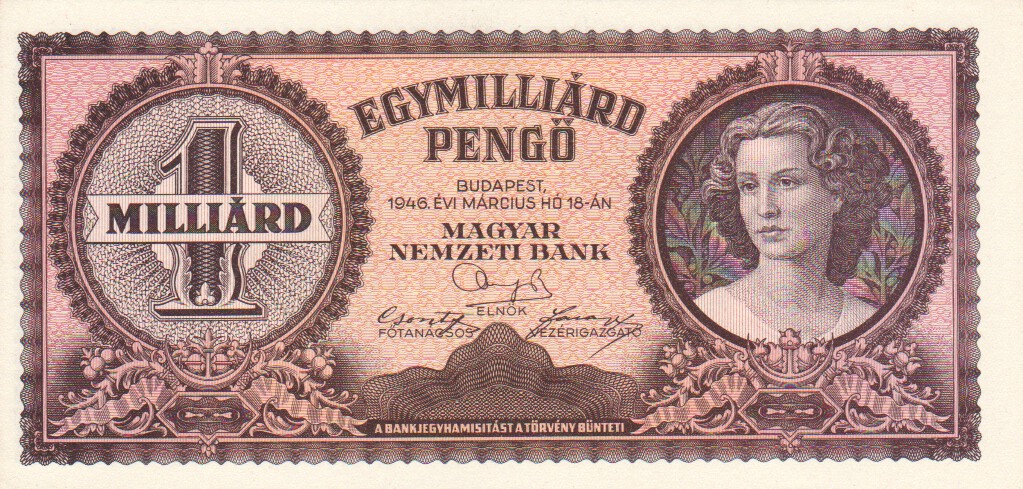 Hungary, 1 Milliard Pengo, 1946