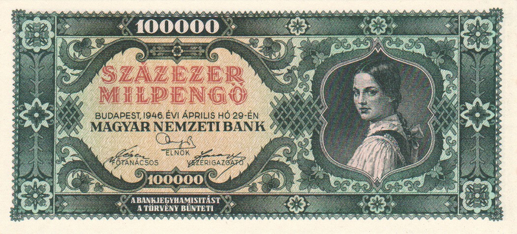 Hungary, 100,000 Milpengo, 1946