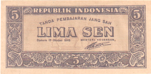 Indonesia, 5 Sen, 1945