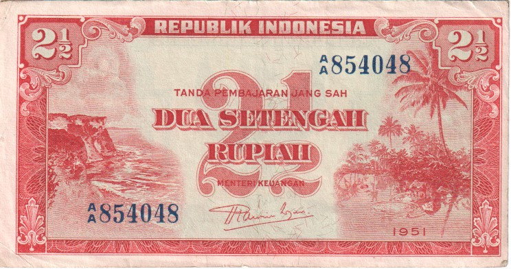 Indonesia, 2 1/2 Rupiah, 1951