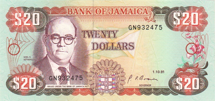Jamaica, 20 Dollars, 1995