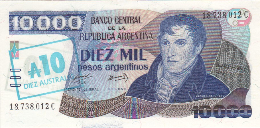 UNC 20 PCS Consecutive LOT P-313 Argentina 10 Pesos 1983 1984 Lopez-Del Solar 