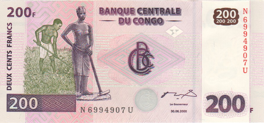 200 Francs 2007 P-99s SPECIMEN UNC Congo D.R 
