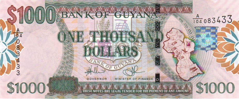 1,000 ND 2011 P-38 Unc Dollars Guyana 1000