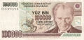 Turkey 100,000 Lira, (1994)